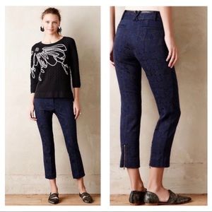 Anthro Cartonnier Jacquard Charlie Ankle Pants